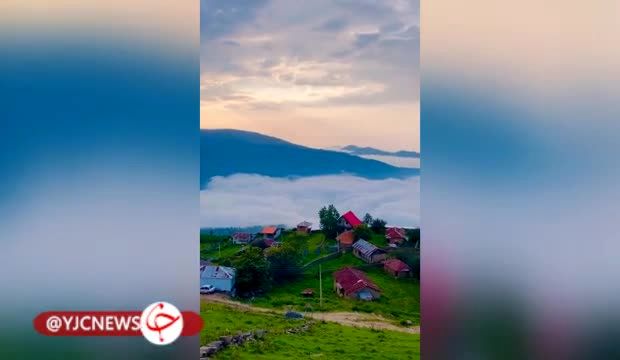 طبیعت زیبای روستای فیلبند بر فراز اقیانوسی از ابر/ ویدئو